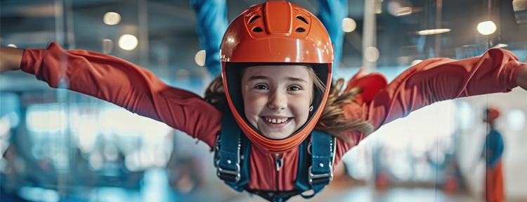 Mädchen beim Indoor Skydiving